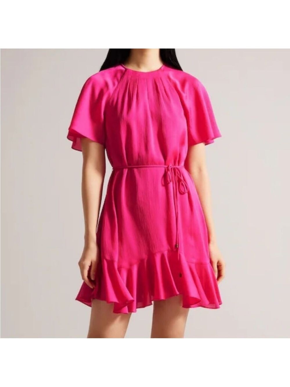 Ted Baker Fuchsia Mini Dress with Ruffle Hem
